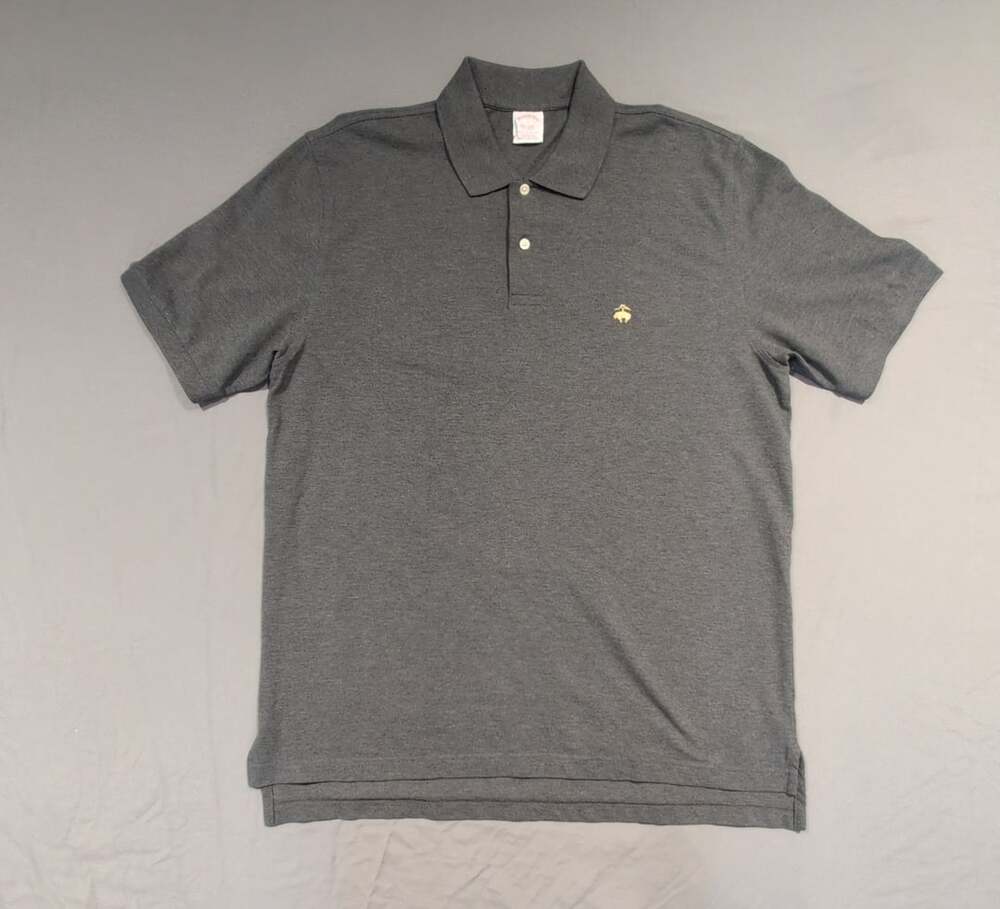 Brooks Brothers Original Fit Gray Short Sleeve Performance Polo Shirt Men's Larg